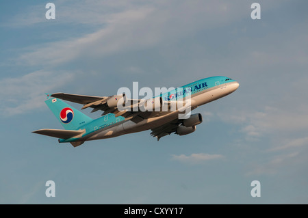 Airbus A380-861 von Korean Air von Frankfurt Flughafen, Frankfurt Am Main, Hessen Stockfoto