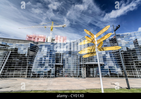 Te Puna O Waiwhetu, Christchurch Art Gallery, Gebäude Kran und Verbesserung funktioniert im erdbebengeschädigten Stadtzentrum der Stockfoto