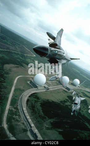 RAF-Phantom fliegen über Raketenstarts, North Yorkshire Stockfoto