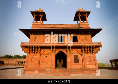 Diwan-i-Khas, Halle des privaten Publikum, Fatehpur Sikri, in der Nähe von Agra, Rajasthan, Indien, Asien Stockfoto