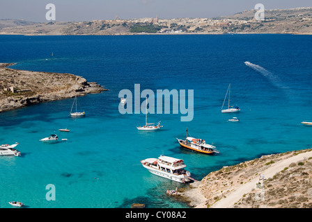 Blaue Lagune, Luftaufnahme, Insel Comino, Republik Malta Stockfoto