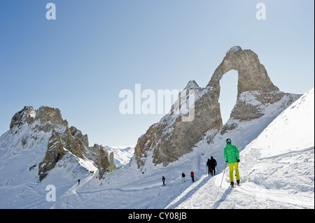 Skigebiet, Aiguille Percee, Tignes, Val d ' Isère, Savoie, Alpen, Frankreich Stockfoto