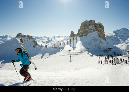 Skigebiet, Aiguille Percee, Tignes, Val d ' Isère, Savoie, Alpen, Frankreich Stockfoto