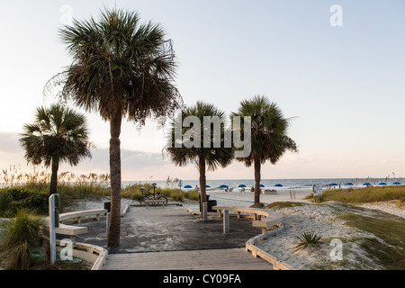 Eingang zum Coligny Kreis öffentlichen Strand auf Hilton Head Island, SC Stockfoto