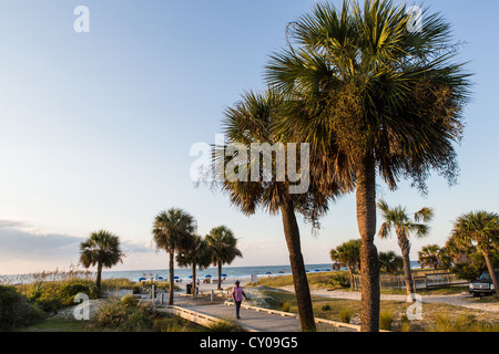 Eingang zum Coligny Kreis öffentlichen Strand auf Hilton Head Island, SC Stockfoto