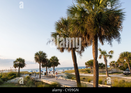 Eingang zum Coligny Kreis öffentlichen Strand auf Hilton Head Island, SC Stockfoto