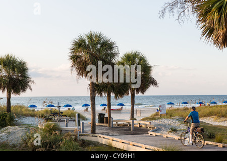 Eingang zum Coligny Kreis öffentlichen Strand auf Hilton Head Island, SC Stockfoto