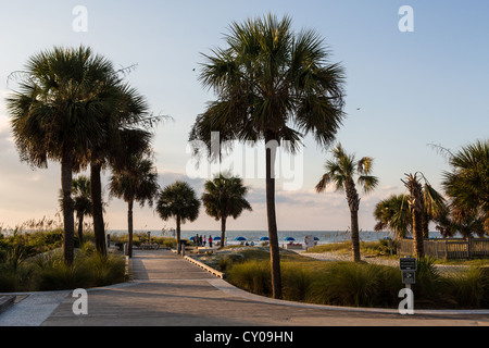 Eingang zum Coligny Kreis öffentlichen Strand auf Hilton Head Island, SC Stockfoto