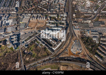 Luftaufnahme, Vodafone Campus Oberkassel, Bundesstraße 7 und A52 Autobahn, Düsseldorf, Rheinland, Nordrhein-Westfalen Stockfoto