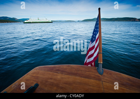 An Bord der historischen große Schiff Schoner Zodiac Fahrt durch den San Juan Islands des Puget Sound im US-Bundesstaat Washington, USA. Stockfoto