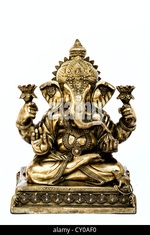 Hinduistische Elefantengott. Lord Ganesha Statue vor weißem Hintergrund Stockfoto