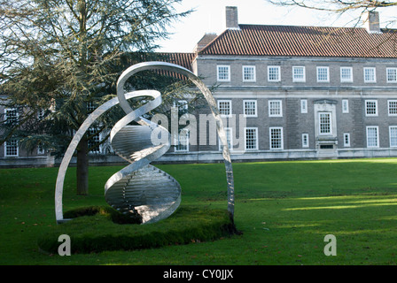 DNA-Doppelhelix Skulptur von Charles Jencks Clare College Memorial vor Gericht Stockfoto