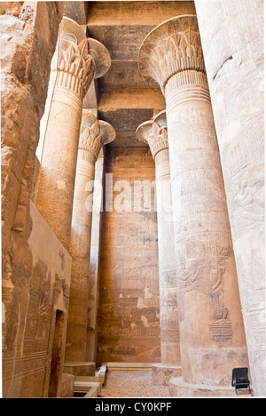 Spalte in der Haupthalle im Tempel von esna Stockfoto