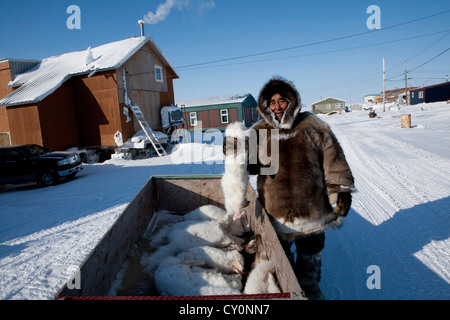 Inuit jagen am Nordpol Stockfoto