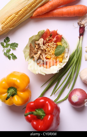 Verschiedenen Indian Food Ingredients (Gemüse) auf weißem Hintergrund Stockfoto