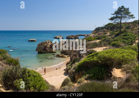 Portugal, Algarve, kleine Bucht am Praia da Oura Stockfoto