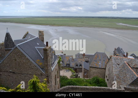 Blick vom Mont Saint-Michel, Normandie, Frankreich. Als Weltkulturerbe der UNESCO klassifiziert. Stockfoto