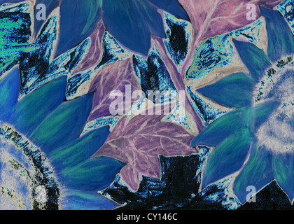 blauen Sonnenblumen Gemälde Stockfoto