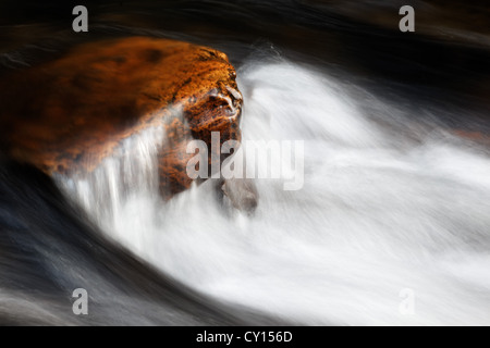 Wenig Stony Creek gießen um einen Felsblock, Pembroke, Giles County, Virginia, USA. Stockfoto