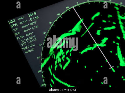 Closeup Fragment Navigationsbildschirm Radar Schiffe Stockfoto