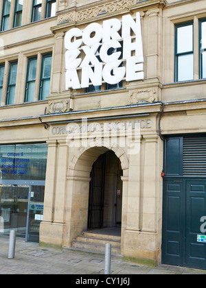 Eingang zum Corn Exchange mit Logo in Manchester UK Stockfoto