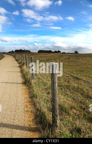 Cap Gris Nez Côte Opale Pas De Calais Frankreich Zaun entlang Coastal Path Stockfoto