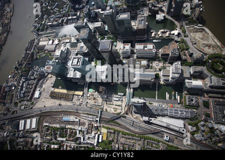 Luftaufnahme von Canary Wharf, London Stockfoto