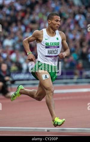 Taoufik Makhloufi (ALG) gold-Medaillengewinner in die Männer 1500m ersten Runde bei den Olympischen Sommerspielen 2012 in London Stockfoto