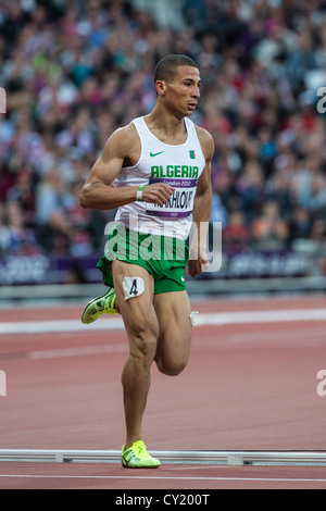 Taoufik Makhloufi (ALG) gold-Medaillengewinner in die Männer 1500m ersten Runde bei den Olympischen Sommerspielen 2012 in London Stockfoto