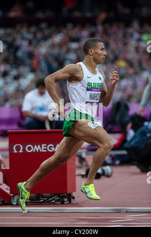 Taoufik Makhloufi (ALG) gold-Medaillengewinner in die Männer 1500m ersten Runde bei den Olympischen Sommerspielen 2012 in London Stockfoto