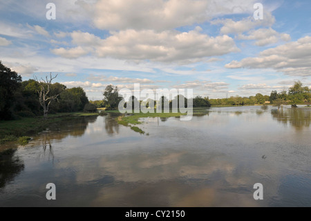 Überschwemmungen. Fluss Adur, Sussex. Fluss hat platzen Banken und überflutet die umliegenden Felder. Sussex, England, Oktober 2012 Stockfoto