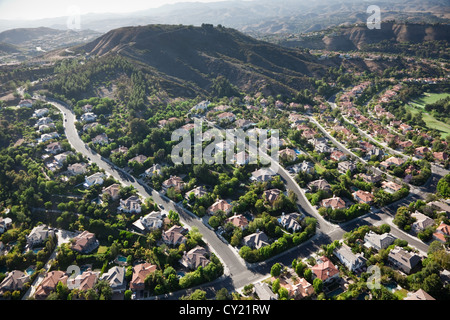 Luftbild von der gepflegten Vorort von Calabasas, Los Angeles, Kalifornien Stockfoto