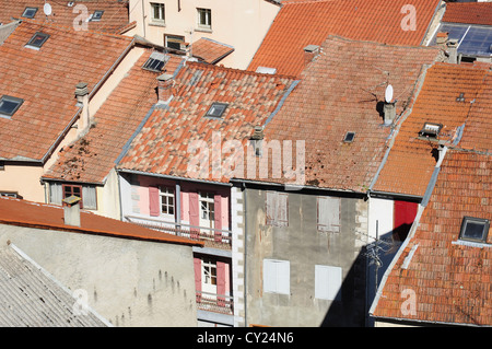 Dächer, Tarascon-Sur-Ariège, Ariege, Midi-Pyrenäen, Frankreich Stockfoto