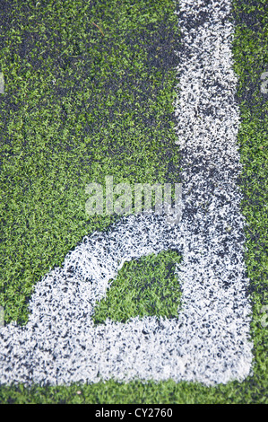 Ecke Linie indoor Fußballfeld Kunstrasen Stockfoto