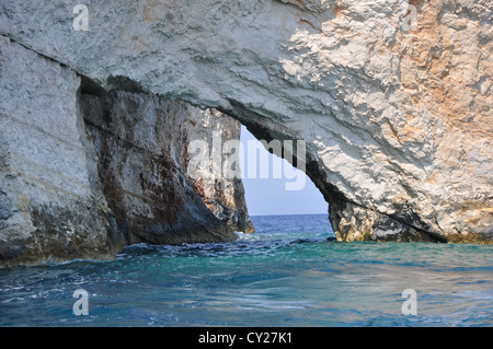 Blaue Höhlen auf der Insel Zakynthos, Griechenland Stockfoto