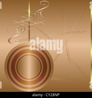 Vintage Karte, nahtlose Damast Goldgrund Stockfoto