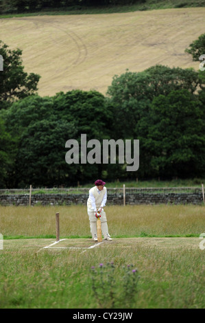 Cricket-Match im Auslauf House, Sun Inn in ESK, North yorkshire Stockfoto