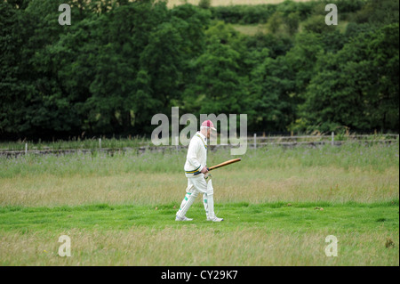 Cricket-Match im Auslauf House, Sun Inn in ESK, North yorkshire Stockfoto