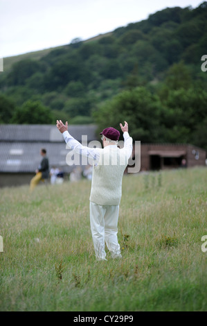 Cricket-Match im Auslauf House, Sun Inn in ESK, North yorkshire Stockfoto