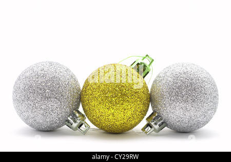Sparkle Christbaumkugeln isoliert auf weiss Stockfoto