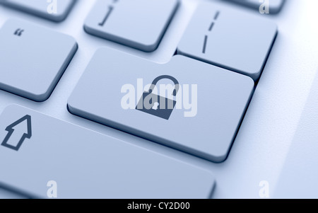 3D Abbildung des Lock-Konzept-Taste an der Tastatur mit soft-focus Stockfoto