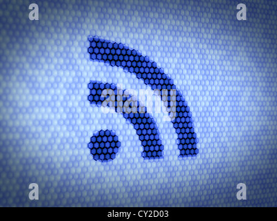3D Abbildung des RSS-Konzept am Computer-Bildschirm Stockfoto