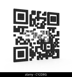 3D Darstellung der qr-Code isoliert auf weißem Hintergrund Stockfoto