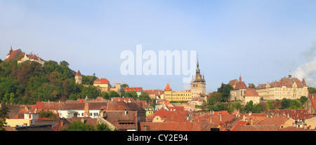 Rumänien, Sighisoara, Skyline, Gesamtansicht, Stockfoto