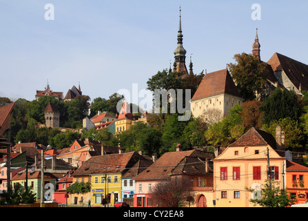 Rumänien, Sighisoara, Skyline, Gesamtansicht, Stockfoto