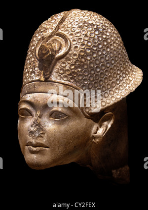 Kopf des Pharao Tutanchamun Tutanchamun neuen Reiches Amarna Dynastie 18 1336 – 1327 v. Chr. 23 cm ägyptischen Ägypten Stockfoto