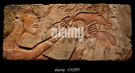 Relief-Fragment zeigt die König Pharao Echnaton 18 Dynastie 1353 – 1336 v. Chr. Ägypten Ägypten Stockfoto