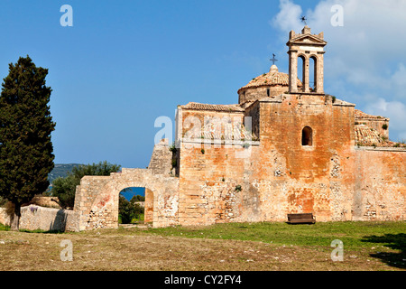 Niokastro Burg in Messenien, Pylos Peloponnes in Griechenland. Kirche der Metamorphose Stockfoto