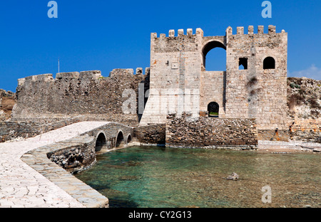 Burg von Methoni in Messenien, der Halbinsel Peloponnes in Griechenland Stockfoto