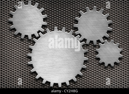 Metall Getriebe und Zahnräder Hintergrund Stockfoto